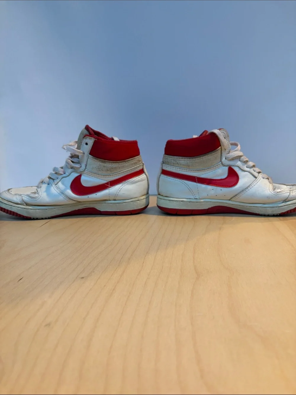 Nike Red & White High-Top Sneakers with Swoosh